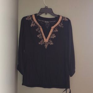 Lucky Brand Gold embroidered blouse